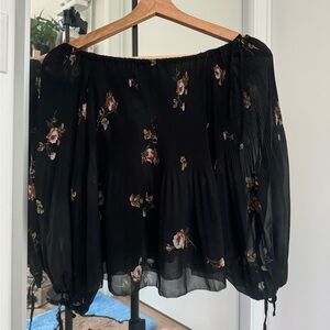 Wilfred Black Off-shoulder Chiffon Blouse